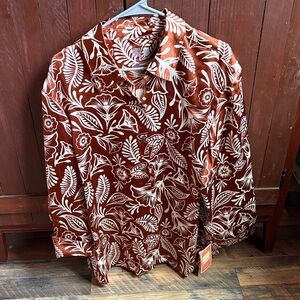 Elegant Rust Floral Women's Blouse